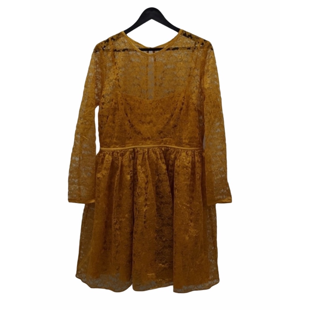 NWT ASOS Gold Lace Overlay Party Dress Size 14